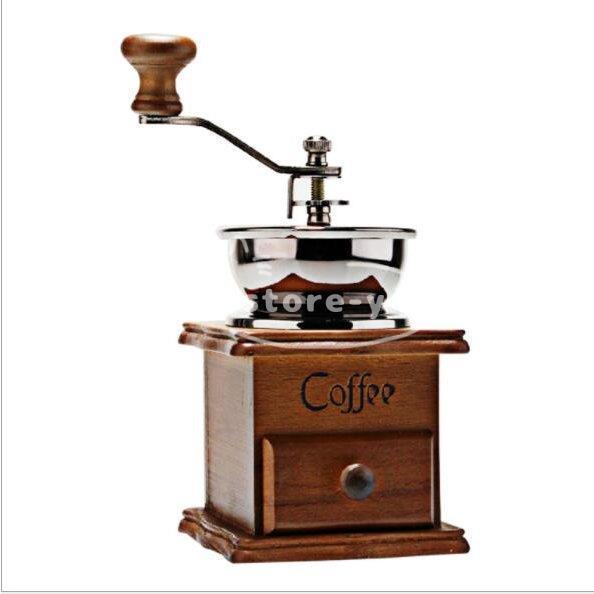 コーヒー用品 手挽きコーヒーミル コーヒー機 天然木製 粉粗さ調節可 クラシック 古典 復古式　コー...