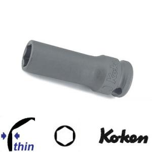 Ko-ken 13301X-22 3/8&quot;sq. 薄肉 インパクト セミロングソケット 22mm  ...