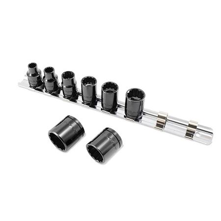 VO3080K イオンプレーティング ソケットレンチセット(12角) 8pcs./SET メタルブラ...