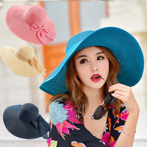 麦わら帽子 UVケア 紫外線防止 キャップ 日よけ ストローハット ペーパーハット つば広 レディー...