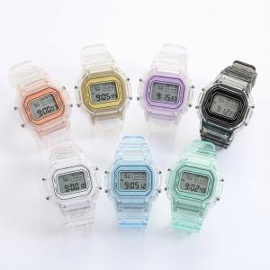 腕時計 デジタル ウォッチ レディース メンズ ペア おしゃれ 透明バンド 軽量 カジュアル カラフル 7色