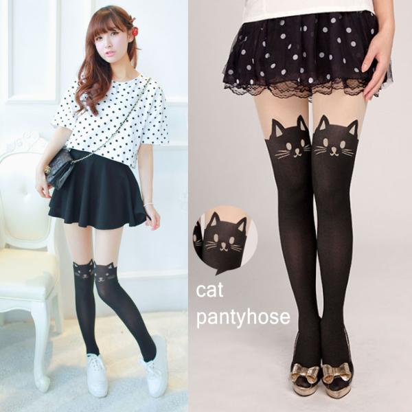 ねこ 柄 プリント タイツ ストッキング ヒップホップ クラブ ダンス グッズ パーティー イベント...
