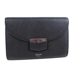 CELINE ブラックレザー コインカードケース　財布 CELINE - セリーヌ CELINE コンパクトウォレット コイン入れ付き