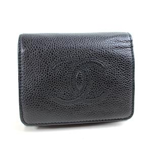 CHANEL（シャネル） 三つ折り財布 美品 ミニ財布 ブラック 黒 r325