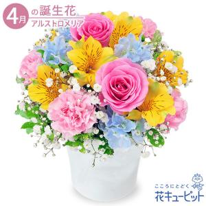 4月の誕生花（アルストロメリア） お祝い 記念日 お礼 誕生日 プレゼント 花キューピットのアルストロメリアのカラフルアレンジメント