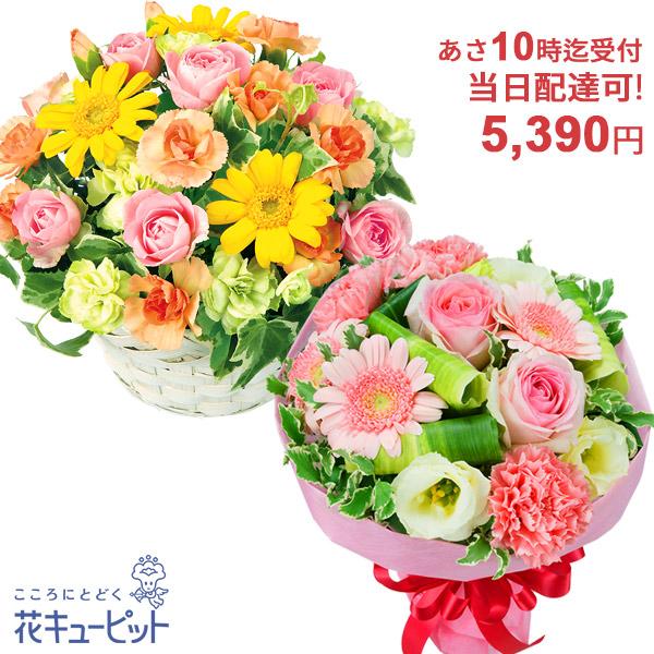 【当日配達 お祝い・誕生日】花キューピット10時迄注文で きょうつく  敬老の日 即日 生花 卒業入...