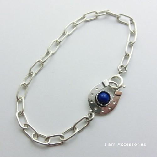 受注生産商品　ラピスラズリ　馬蹄　チェーンブレスレット　シルバー925