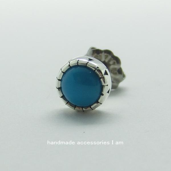 受注生産商品　片方/片耳　天然石　ターコイズ　ラウンドスタッドピアス　シルバー925　チタンポスト　...