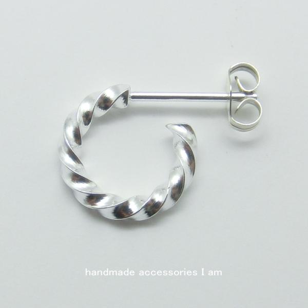 受注生産商品　片耳用　ハンドメイド　ねじねじフープピアス　8mm　シルバー925
