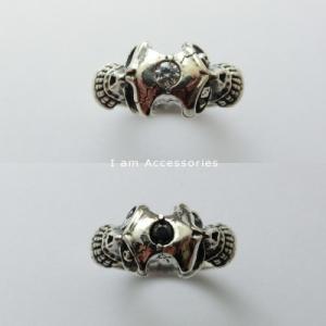 受注生産商品　キュービックジルコニア　トゥーヘッズスカルリング　シルバー925