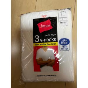 送料込み Hanes  ヘインズ   Vネック　 tシャツ 3p 綿100％ Ｔシャツ 定番 白 3枚組セット　サイズ　LL