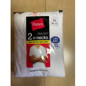 送料込み Hanes  ヘインズ   Vネック　 tシャツ 2p 綿100％ Ｔシャツ 定番 白 2枚組セット　サイズ　LL