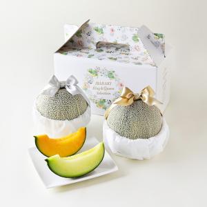 メロン IBARAKI melon king &amp; Queen Selection　茨城県産 青肉メロン（イバラキング）赤肉メロン（レノン or クインシー）4L ２玉 送料込み