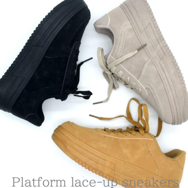 厚底スニーカー コートスニーカー ハイソール レディース プラットフォーム ヌバック シンプル スト...