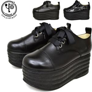 ヨースケ 厚底 パンプス YOSUKE レースアップ 本革 レザー