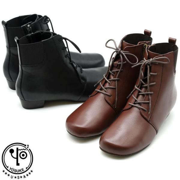 ブーツ レディース 厚底 ブラック 黒 ヨースケ YOSUKE レースアップブーツ ゴアブーツ ショ...
