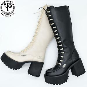 ヨースケ YOSUKE 厚底ブーツ ロングブーツ レースアップブーツ