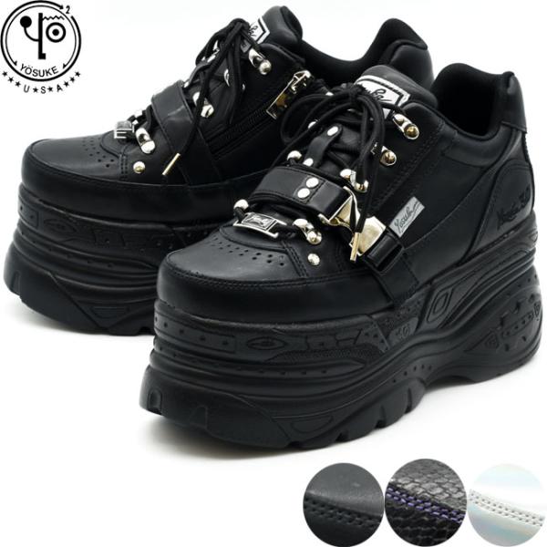 メンズ ブーツ スニーカー 厚底 ブラック 黒 ヨースケ YOSUKE 厚底スニーカー レースアップ...