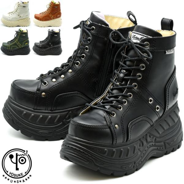 ブーツ レディース 厚底 ブラック 黒 ヨースケ YOSUKE 厚底ブーツ スニーカーブーツ レース...