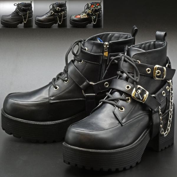 メンズ ブーツ スニーカー 厚底 ブラック 黒 ヨースケ YOSUKE レースアップブーツ 厚底ブー...
