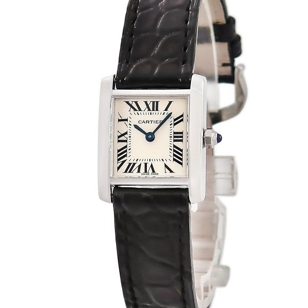 【3年保証】 カルティエ タンク フランセーズ SM W5001256 K18WG無垢 角型 アイボ...