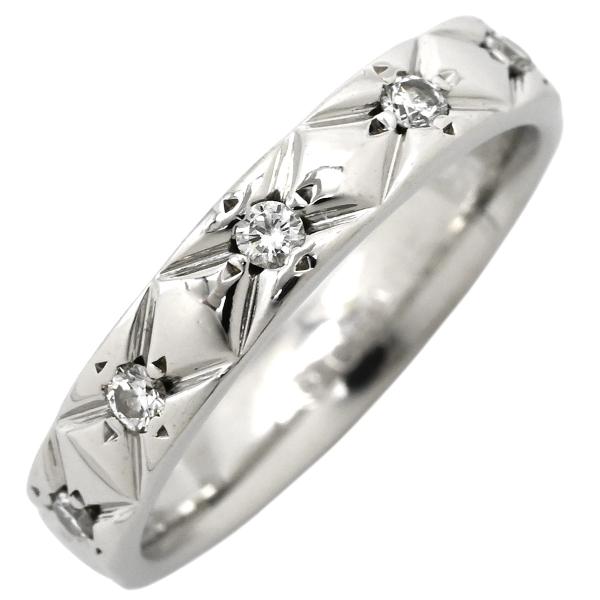 シャネル リング 指輪 マトラッセ シルバー #48 プラチナム 10P 10石 10粒 フルダイヤ...