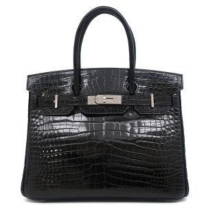 エルメス ハンドバッグ バーキン バーキン30 ポロサス ブラック ブラック 黒 クロコ □Q刻印