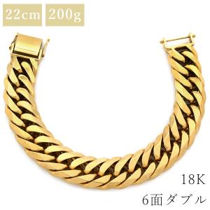 喜平 ブレスレット K18 18金 22.5cm 200.5g 6面ダブル Ｗ K18YG ゴールド YG 造幣局検定マーク 特大※ショッピングローン対応していません
