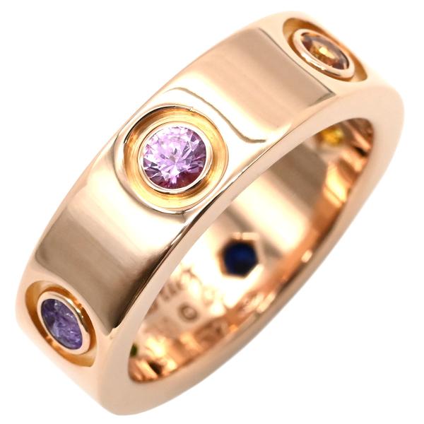 カルティエ リング 指輪 ラブ ラブリング マルチカラーストーン ゴールド PG #53(JP13)...