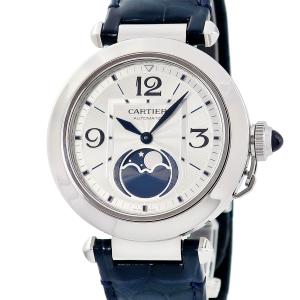 【3年保証】 カルティエ パシャ ドゥ カルティエ 41mm WSPA0030 ムーンフェイズ シルバー ギョウシェ 青針 自動巻き メンズ 腕時計
