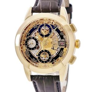 【3年保証】 オメガ ルイ ブラン ドゥルクス クロノグラフ 178.0503 K18YG無垢 スケルトン 青 ローマン デイト 自動巻き メンズ 腕時計