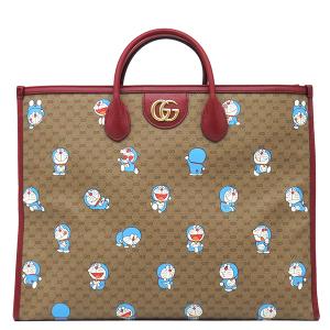 グッチ 2WAYバッグ ミニGGスプリーム ドラえもんコラボ トート レザー ベージュ ベージュ×レッド どらえもん ショルダー 肩掛け 653952