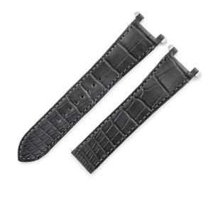 カルティエ 純正 パシャ 41mm用 クロコバンド 未使用 ベルト Dバックル用 本革 替え 21ｍｍ グレー バネ棒/金具付き メンズ 腕時計