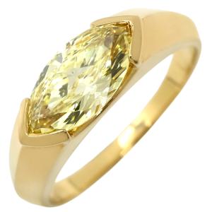 ブルガリ リング 指輪 ソリティア イエローダイヤモンド イエロー 黄色 YG Au750 18K 大粒 マーキスカット ヴィンテージ 12号