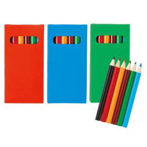 プチ色鉛筆 6本入 240個以上販売 カラフルでかわいい 色鉛筆 文具店 景品 販促品 ノベルティグッズ