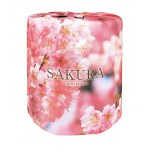 トイレットペーパー 桜 2枚重ね 100個 桜の花びらのプリント 桜 トイレットロール 販促品 ノベルティグッズ 新春の販促｜ibepara