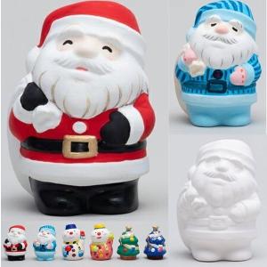 お絵描き陶器 クリスマス スノーマン KT-4 絵付け お絵かき貯金箱 1個