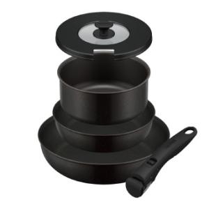 サーモス 取っ手のとれるフライパン5点セットAB ブラック お鍋とフライパンのシンプルなセット