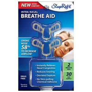 いびきグッズ　鼻腔拡張　NasalBreatheAid　米国製　SleepRight　ナーザルブリーズエイド　2個入　保管ケース付　鼻呼吸促進　いびき対策　イビキ用品｜ibikinoshop