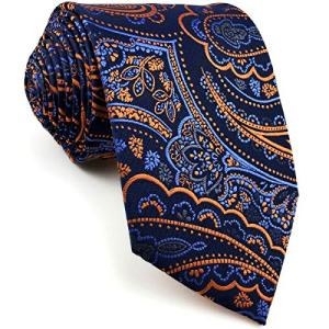 S&W SHLAX&WING ネクタイ ロング ブルー 黄色い シルク メンズ ペイズリー模様 160cm