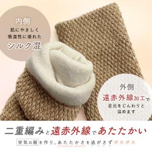 レッグウォーマー シルク混 二重編み 厚手 遠...の詳細画像2