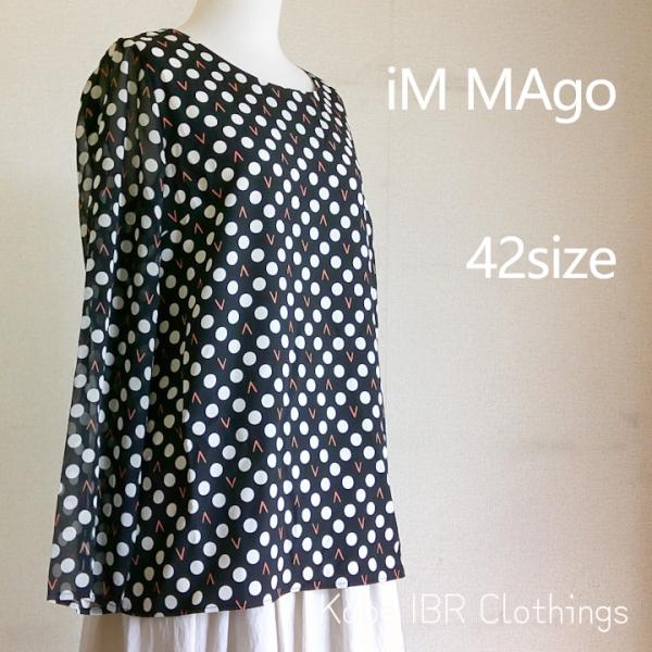 iM MAgo　ドットシャツ　プルオーバー　春夏　薄手　ブラック　42サイズ　6282821
