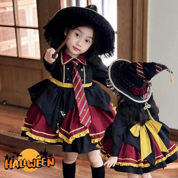 ハロウィン 仮装 セット キッズ 女の子 ワンピース 子供 魔女 子供ドレス コスチューム コスプレ...