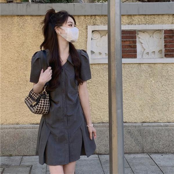 シャツワンピース 半袖 ワンピース レディース ミニワンピース 20代 30代 40代 50代 体型...