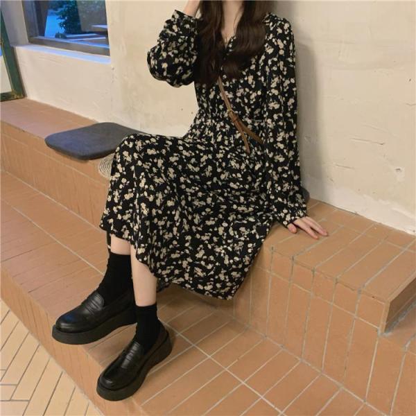 ワンピース 花柄 長袖 ロングワンピース レディース 大きいサイズ 20代 30代 40代 50代 ...