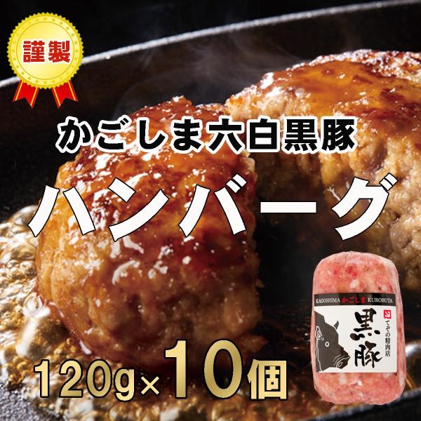 ハンバーグ 豚肉 黒豚 鹿児島 冷凍 食品 120g×10個 生ハンバーグ 送料無料 ギフト