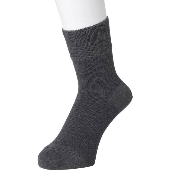 （3足組）はくらく鹿の子編みのび〜る綿ソックス 紳士用 24-48cm／チャコール（岡本）678-8...