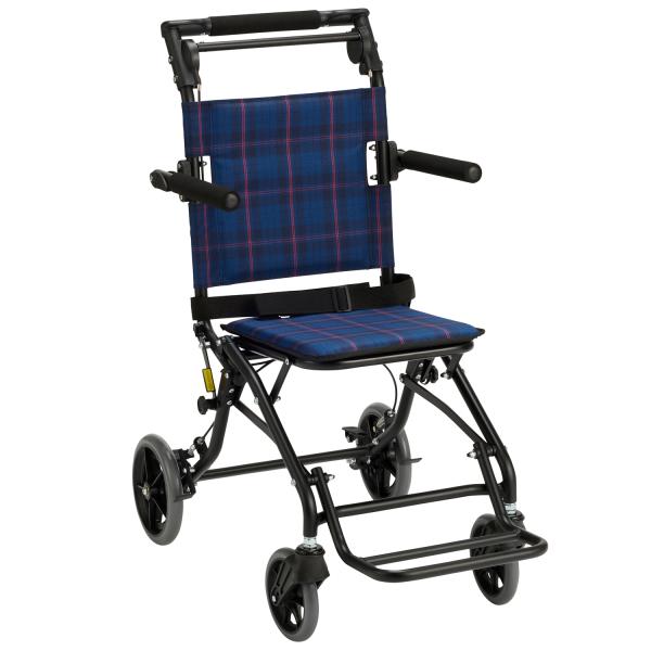 コンパクト車いす テイクアルファ NP-003NC／ネイビーチェック（マキテック）介助用車いす 小型...