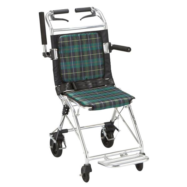 楽ティ（ラクティ）コンパクト介助車いす NP-660／緑チェック（マキテック）NP-660GN 介助...