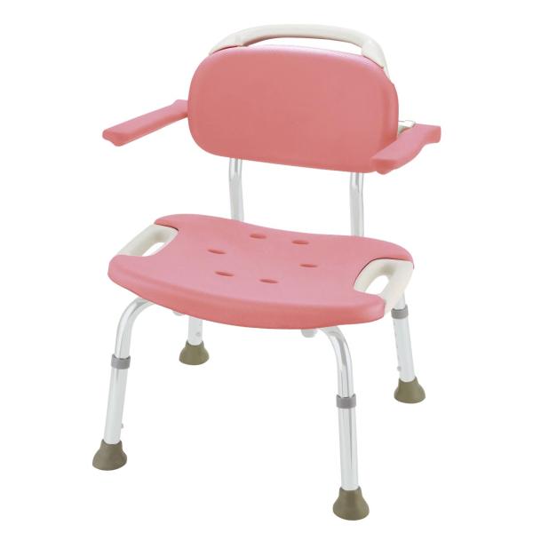 やわらかシャワーチェア 肘掛付ワイド／ピンク（リッチェル）49351